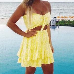 Abercrombie Yellow Crop Top and Skirt Set